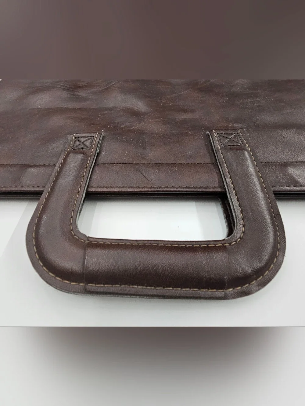 Vintage UPS Leather Portfolio Briefcase Brown Document Bag Shield Logo 70s/80s